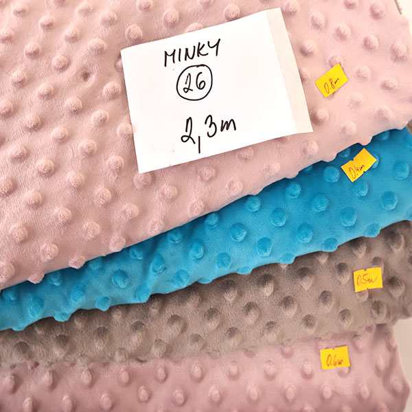 Minky - 99Kč/1m - 2,3m (může obsahovat II. jakost)