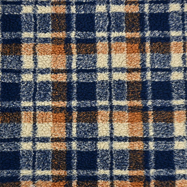 Beránek teddy tartan modrý silný nepružný 350g/m2