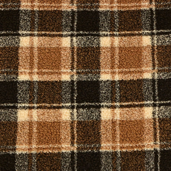 Beránek teddy tartan hnědý silný nepružný 350g/m2