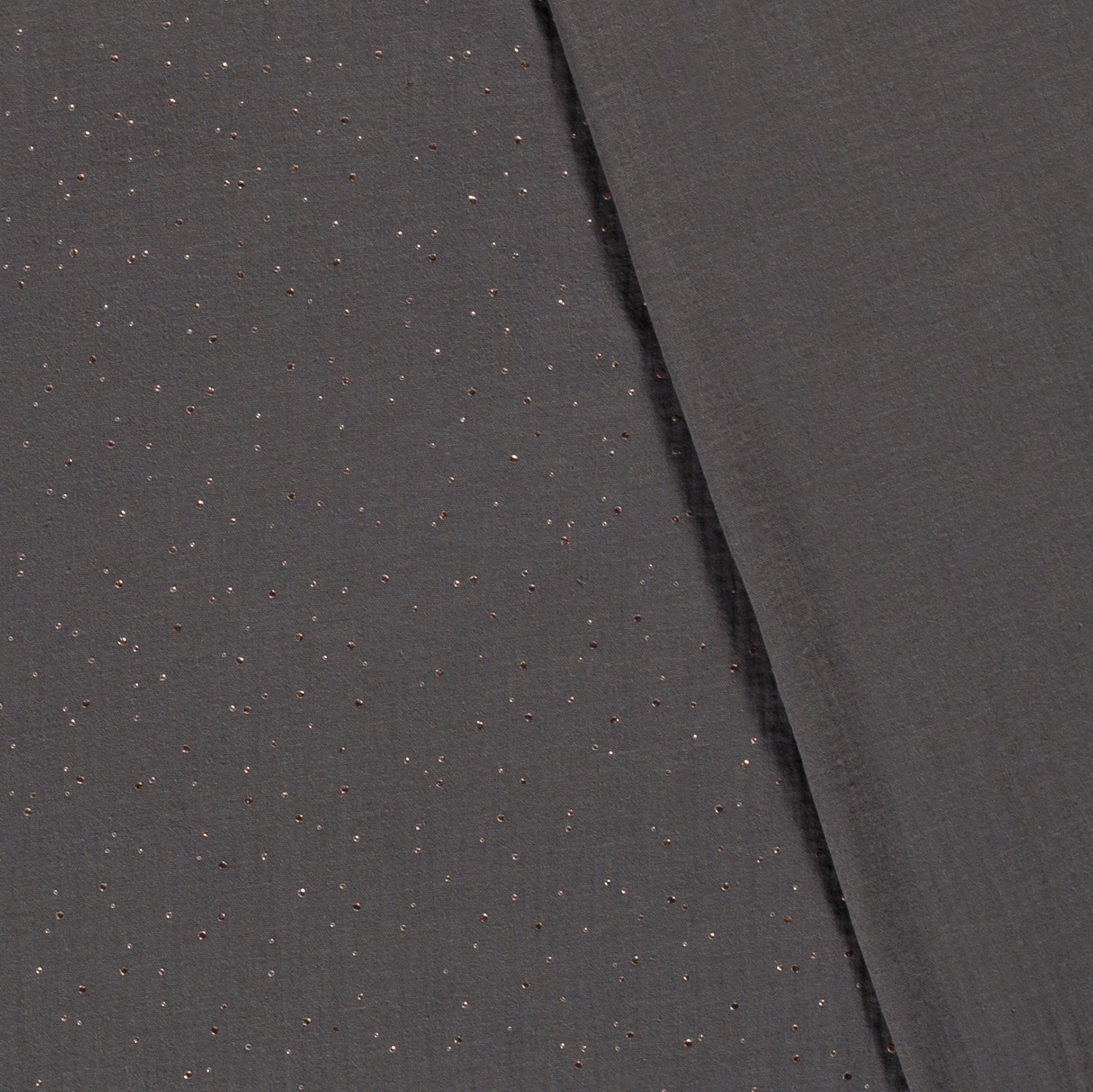 Dvojitá gázovina tmavě šedá 3D zlaté puntíky