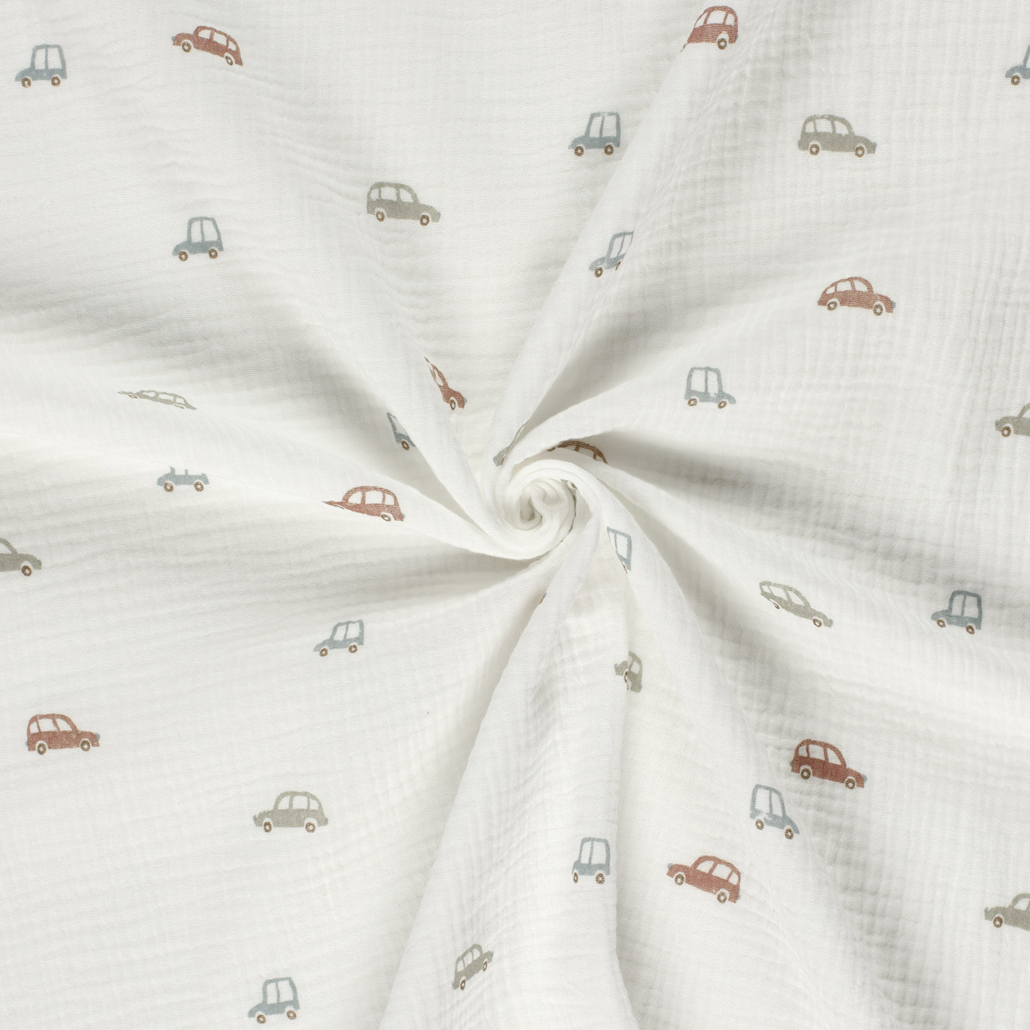 Dvojitá gázovina bílá Autíčka