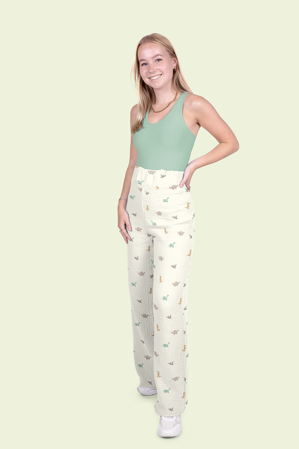 Dvojitá gázovina smet. bílá Dinosauři