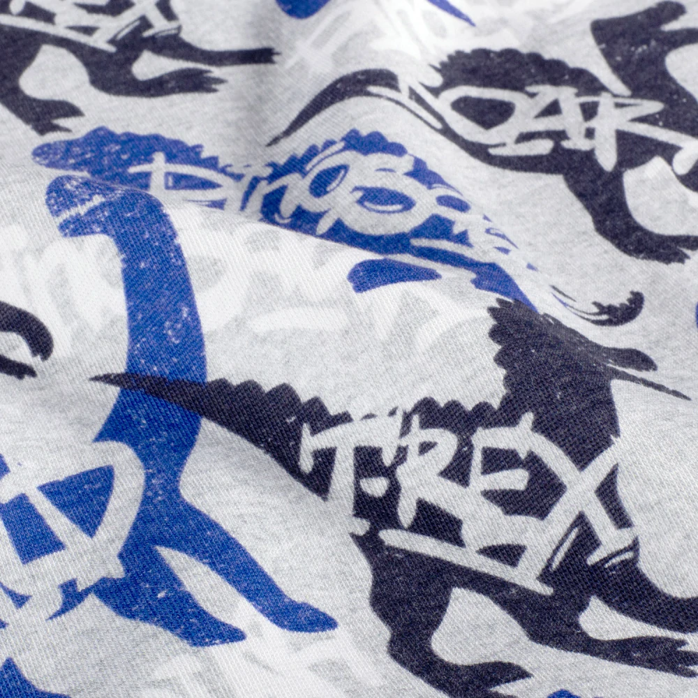 Počesaná teplákovina šedý melír Dinosauři