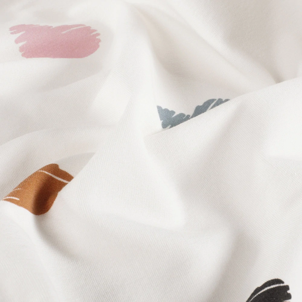 Teplákovina bílá Barevná srdíčka