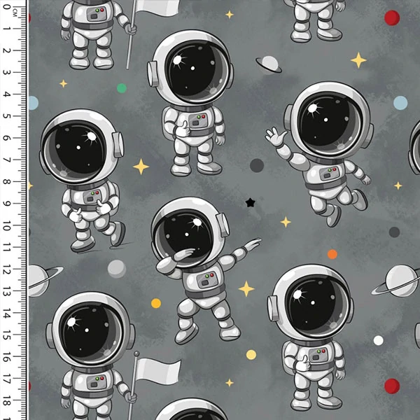 Počesaná teplákovina silná šedá Astronauti