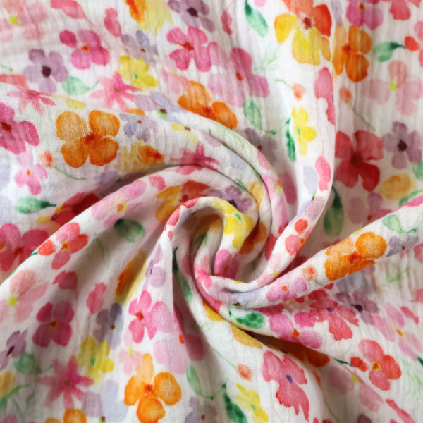 Dvojitá gázovina smet. bílá Rozkvetlá louka