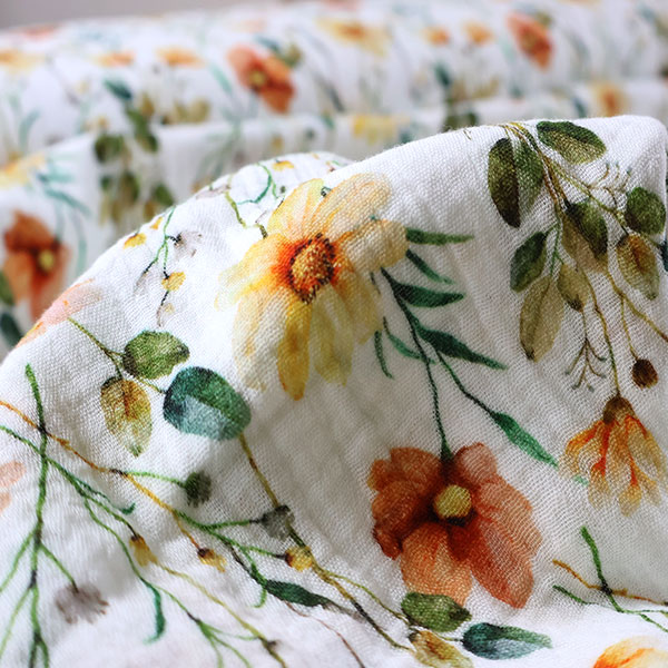 Dvojitá gázovina smet. bílá Luční romantika