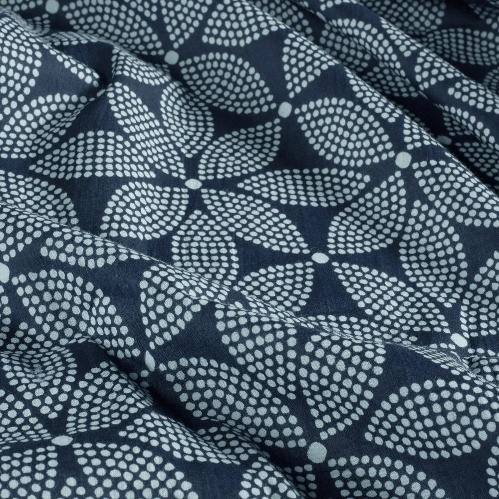 Bavlněný voál modrý Květiny