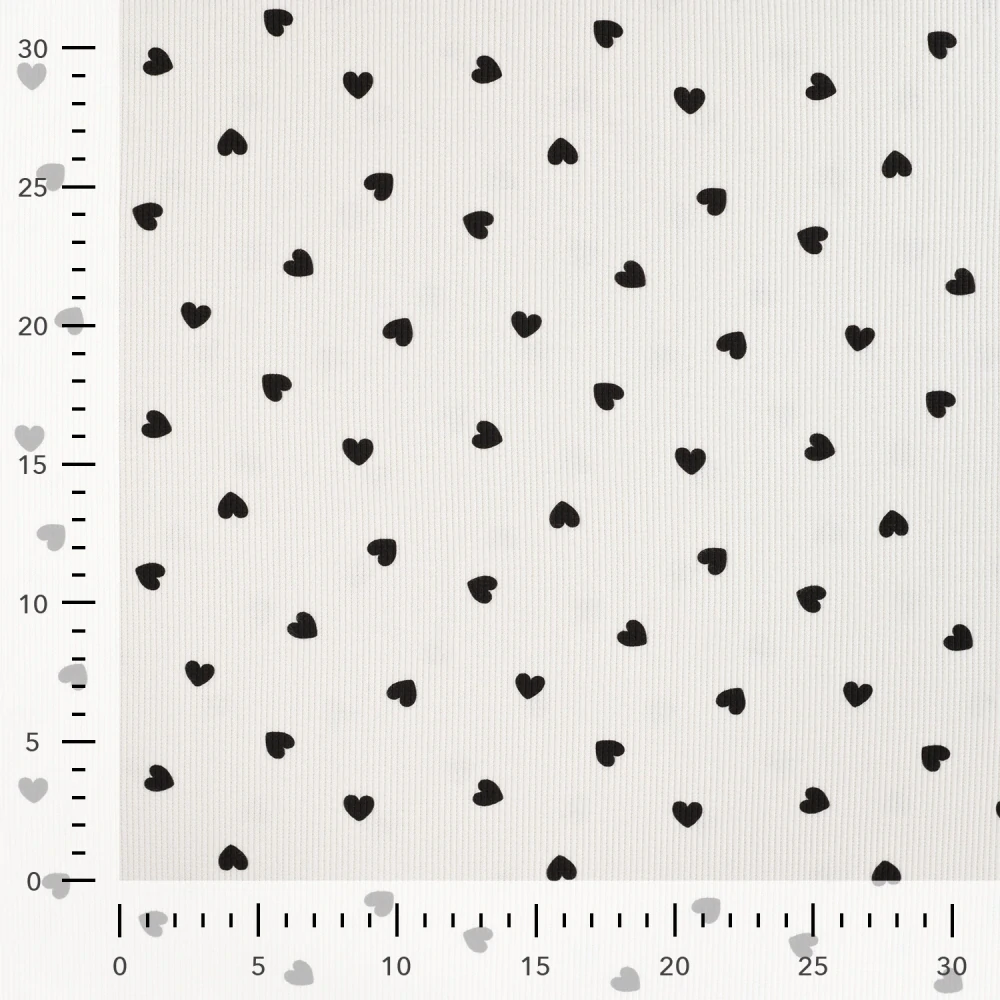 Úplet žebrovaný Černá srdíčka