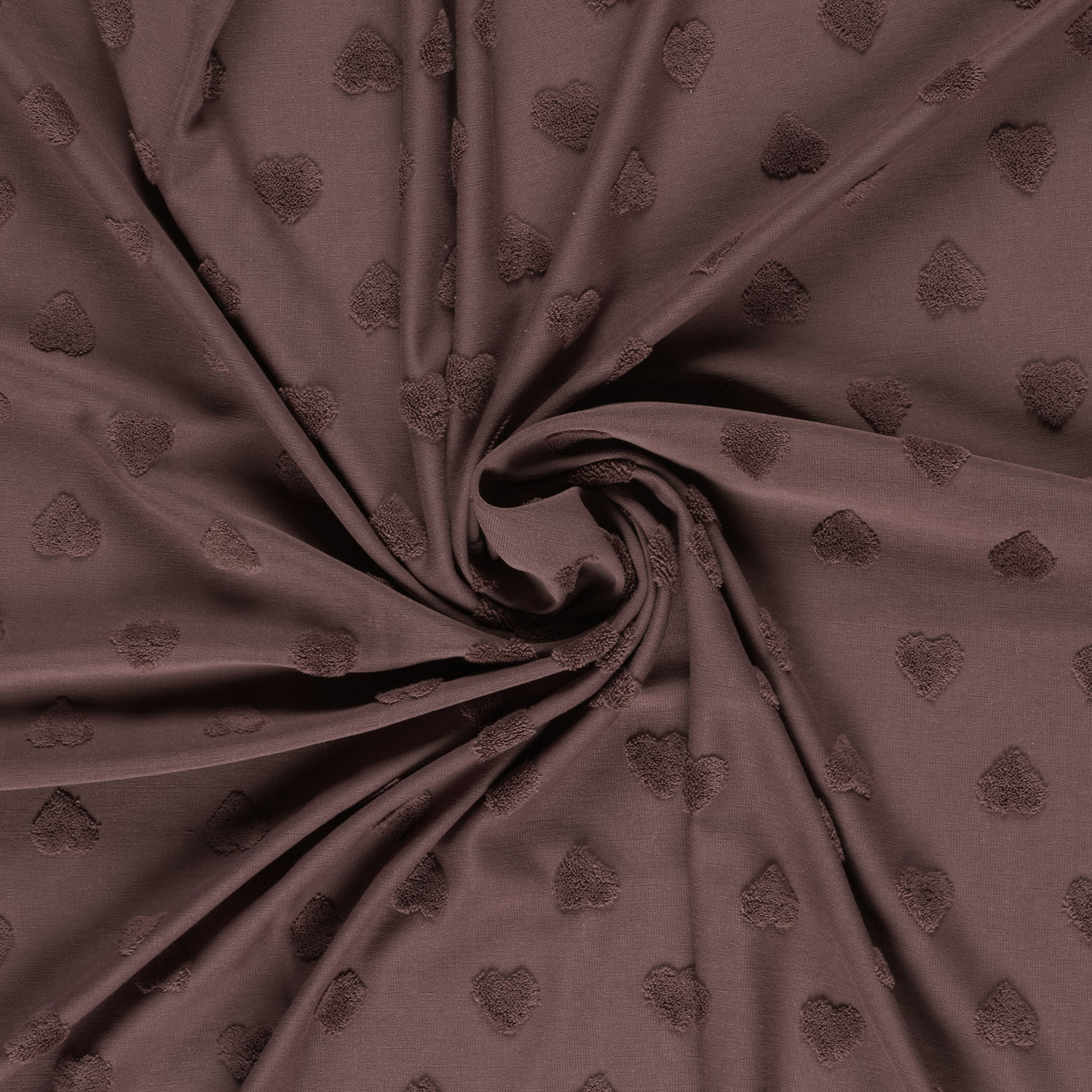 Úplet žakárový mauve "Froté" srdíčka