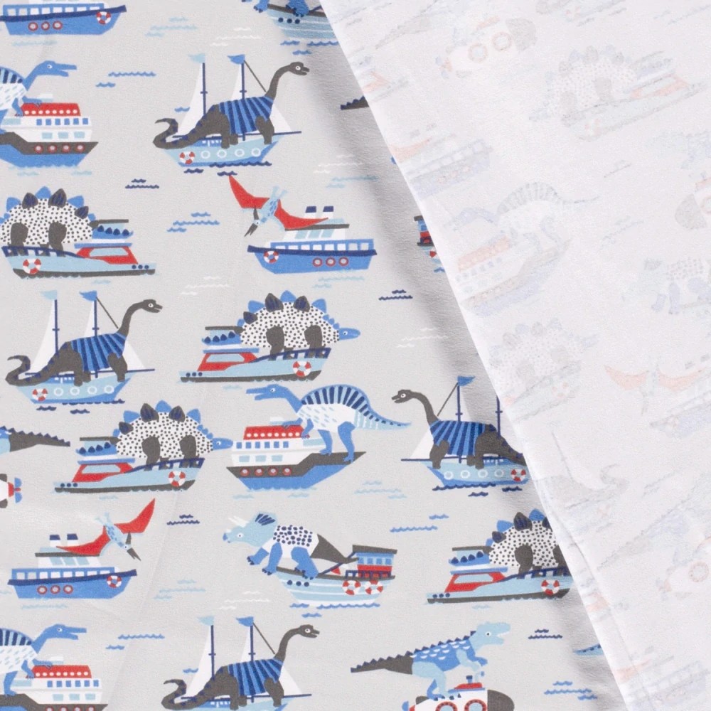 Úplet šedý Dinosauři a lodě