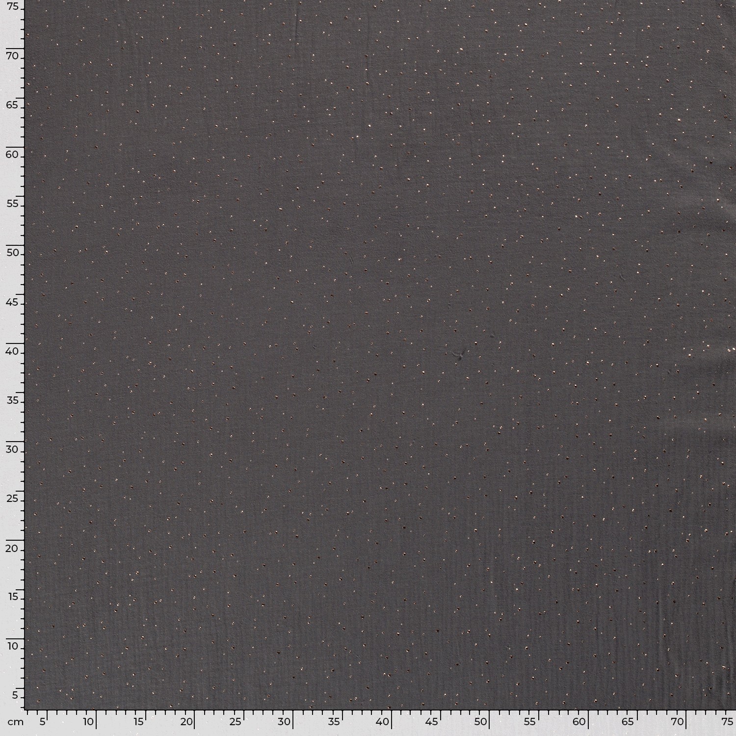 Dvojitá gázovina tmavě šedá 3D zlaté puntíky