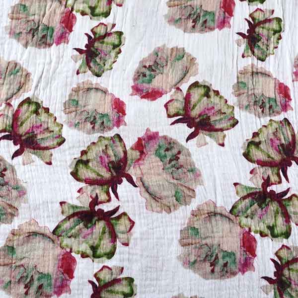 Dvojitá gázovina Motýlí květy vínové