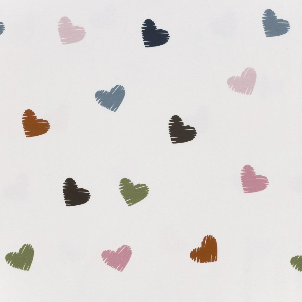 Teplákovina bílá Barevná srdíčka