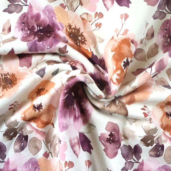 Teplákovina Rozpité květy (french terry s lehkým počesem)