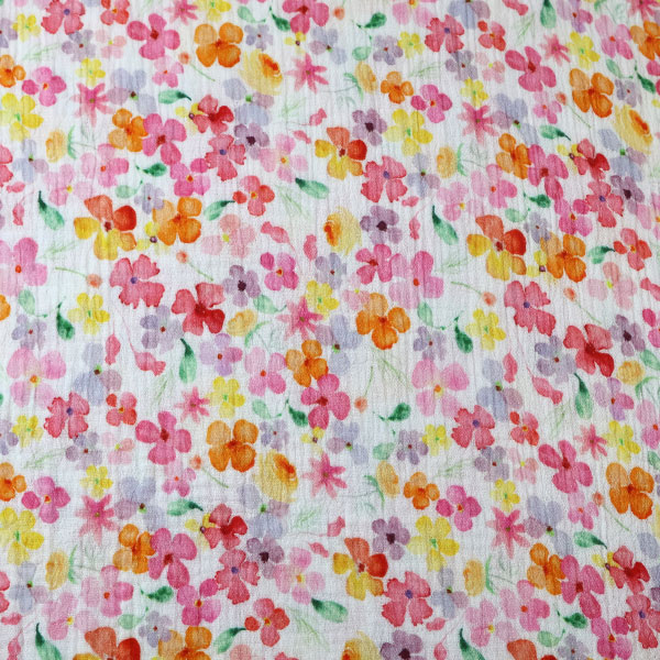 Dvojitá gázovina smet. bílá Rozkvetlá louka