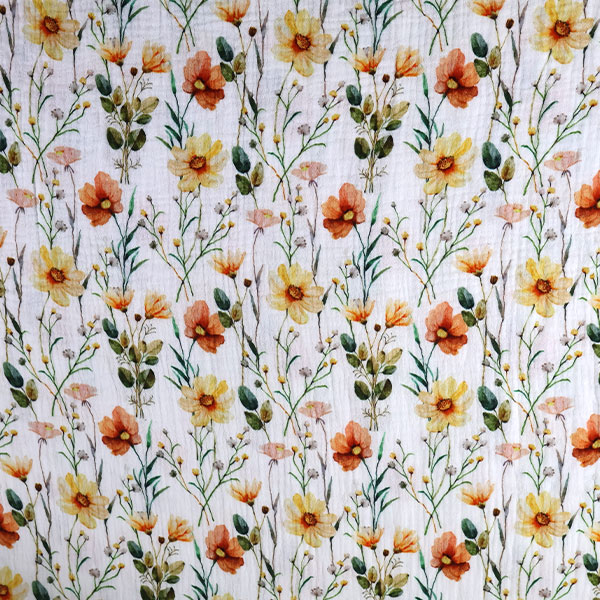 Dvojitá gázovina smet. bílá Luční romantika