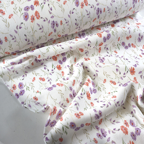 Úplet žebrovaný fialové Máky