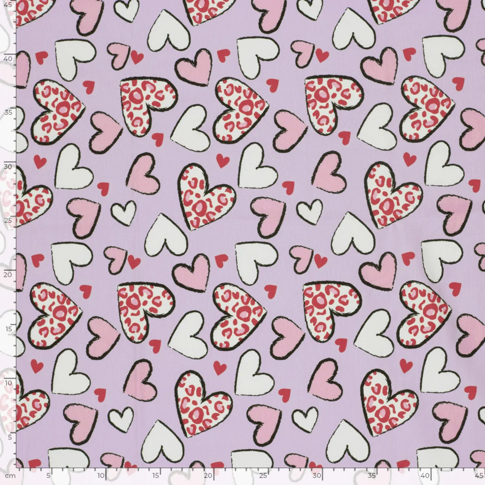 Úplet fialový Srdíčka s leopardím vzorem