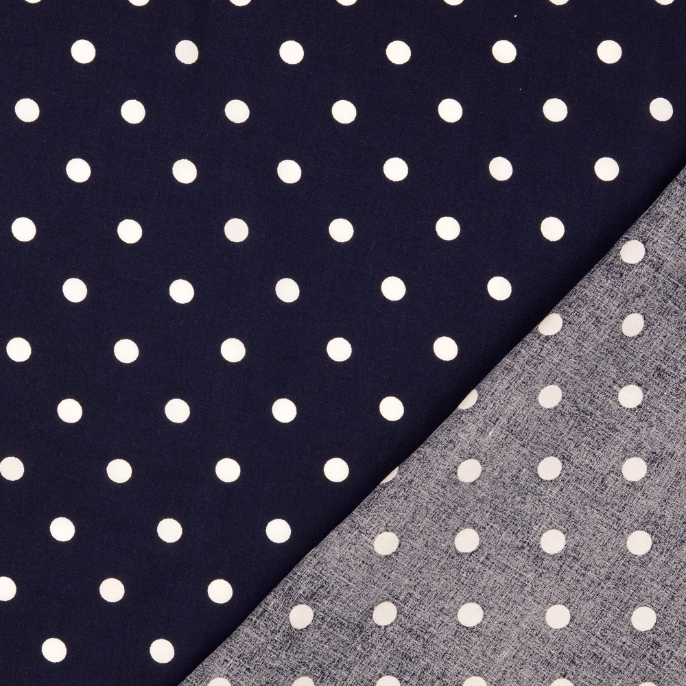 Viskóza tkaná černá Puntíky