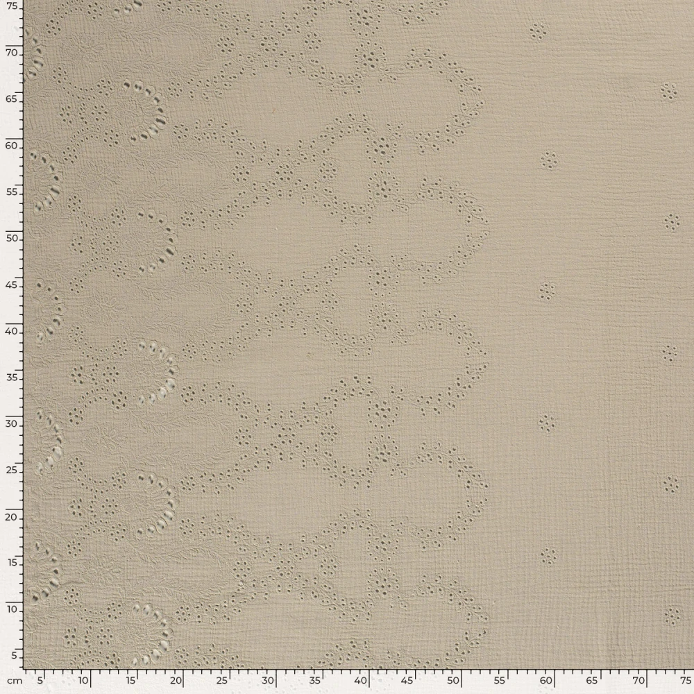 Dvojitá gázovina písková vyšívané Květy s bordurou