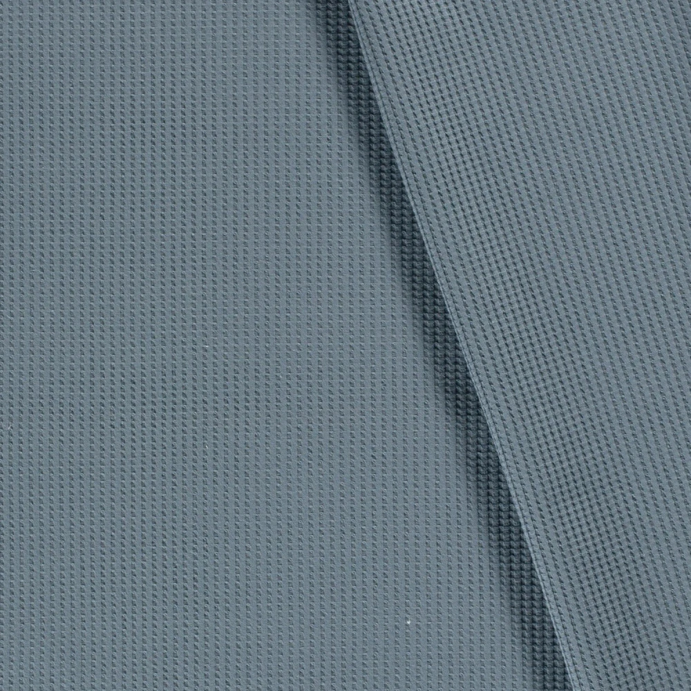 Úplet s vaflovou vazbou modrošedý