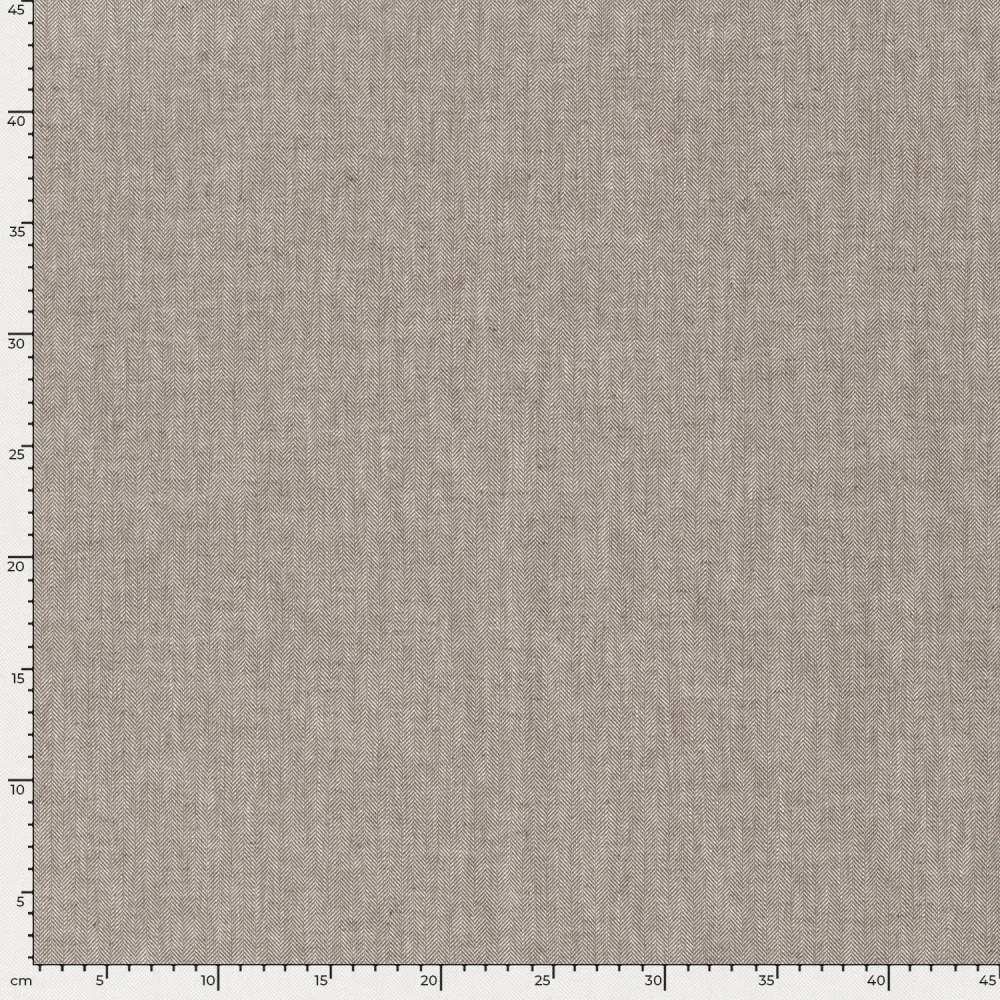 Chambré (Len/bavlna) rybí kost taupe