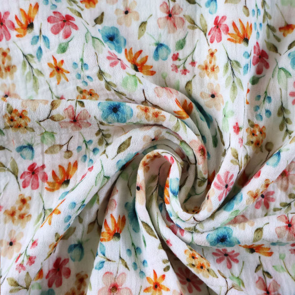 Dvojitá gázovina smet. bílá Květinová poezie