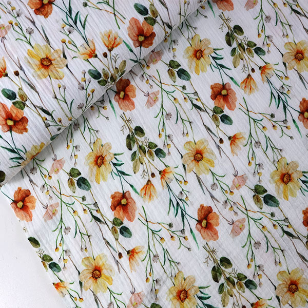 Dvojitá gázovina smet. bílá Luční romantika