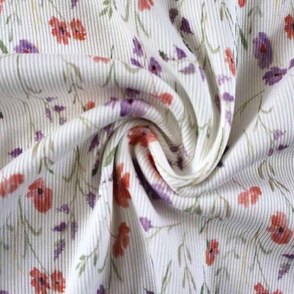 Úplet žebrovaný fialové Máky