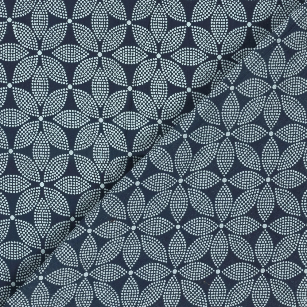 Bavlněný voál modrý Květiny