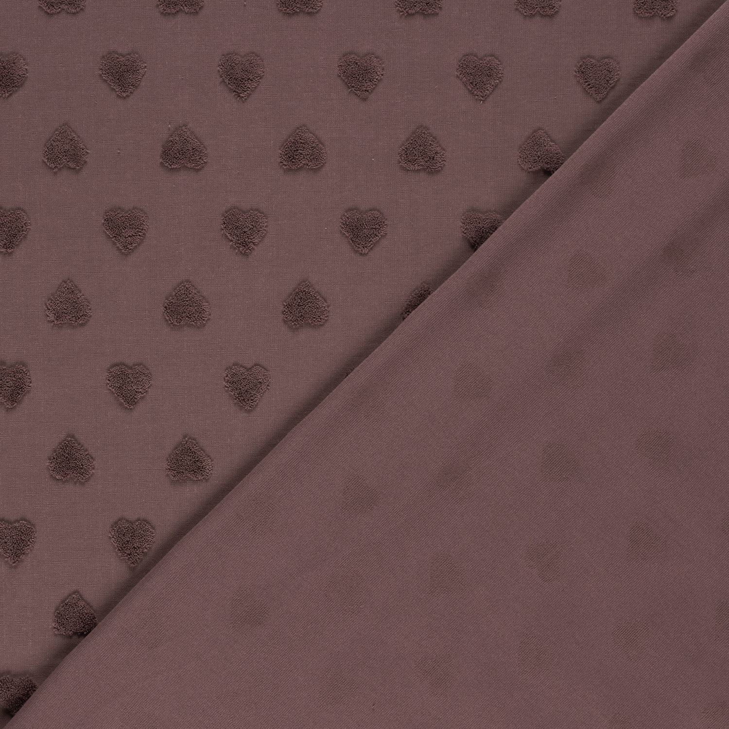 Úplet žakárový mauve "Froté" srdíčka