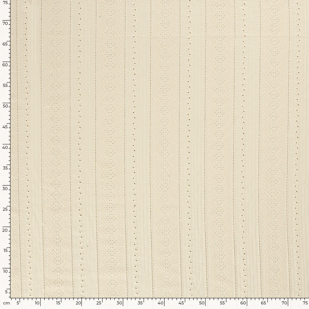 Vyšívaný bavlněný voál vanilkový Abstrakt