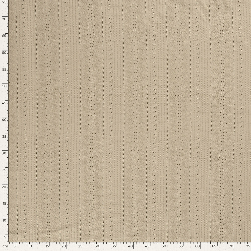 Vyšívaný bavlněný voál kávový Abstrakt