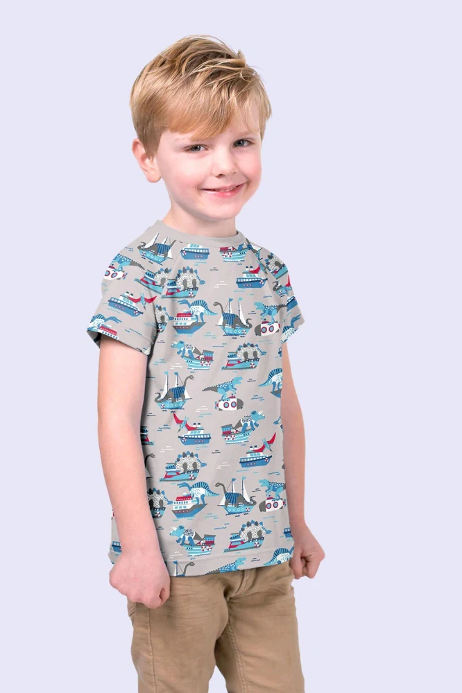 Úplet šedý Dinosauři a lodě