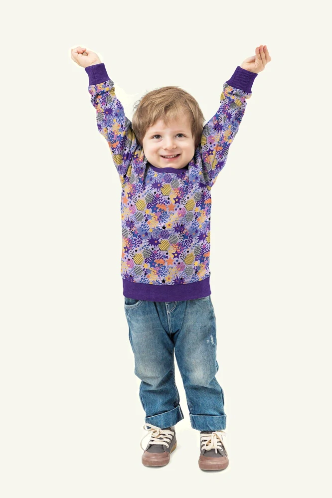 Teplákovina fialová Tvary fialověžluté