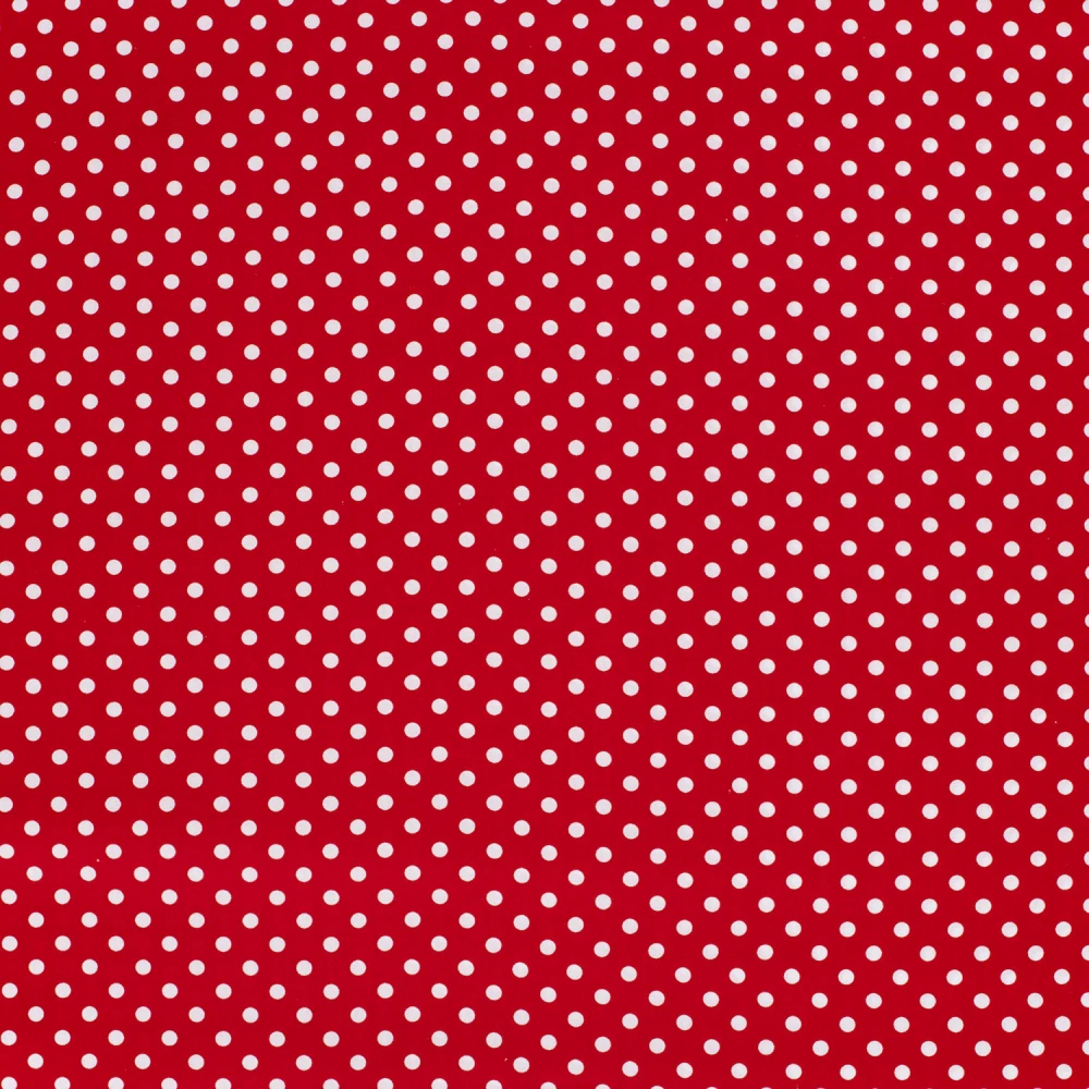 Popelín červený Puntíky bílé