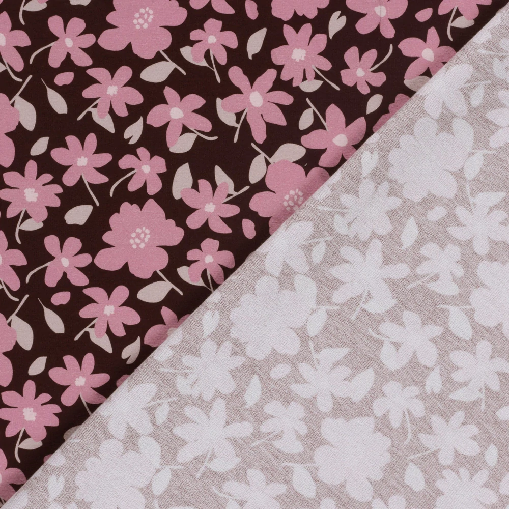 Teplákovina vínová Růžové kytky