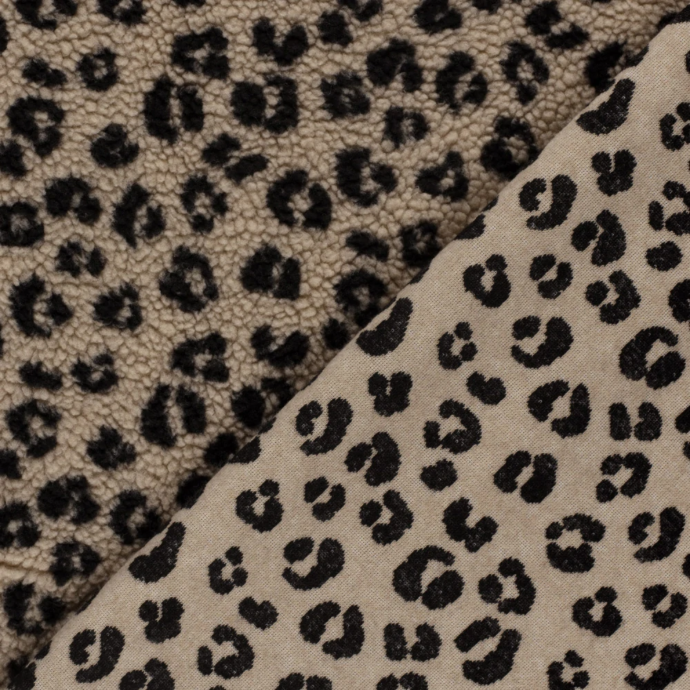Beránek béžový Leopard silný nepružný 350g/m2