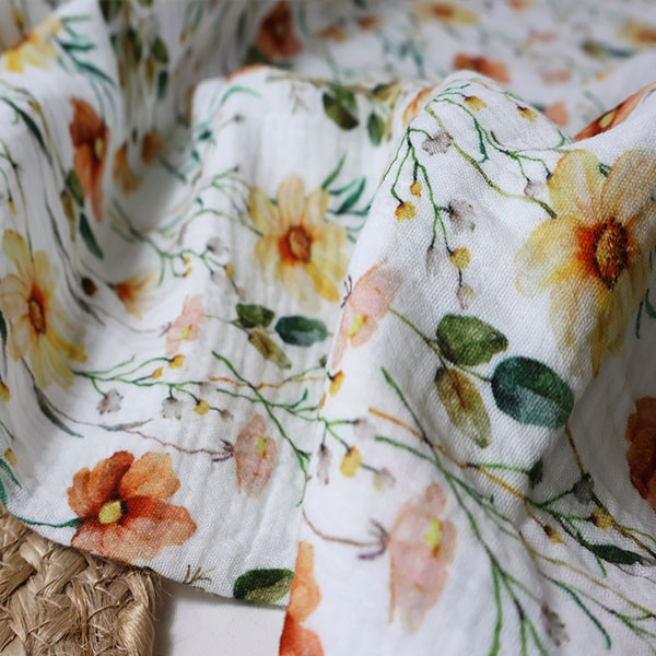 Dvojitá gázovina smet. bílá Luční romantika