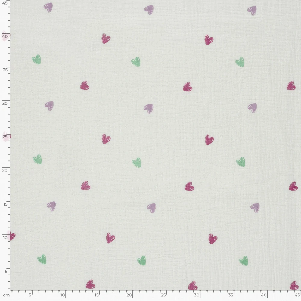 Dvojitá gázovina Barevná srdíčka