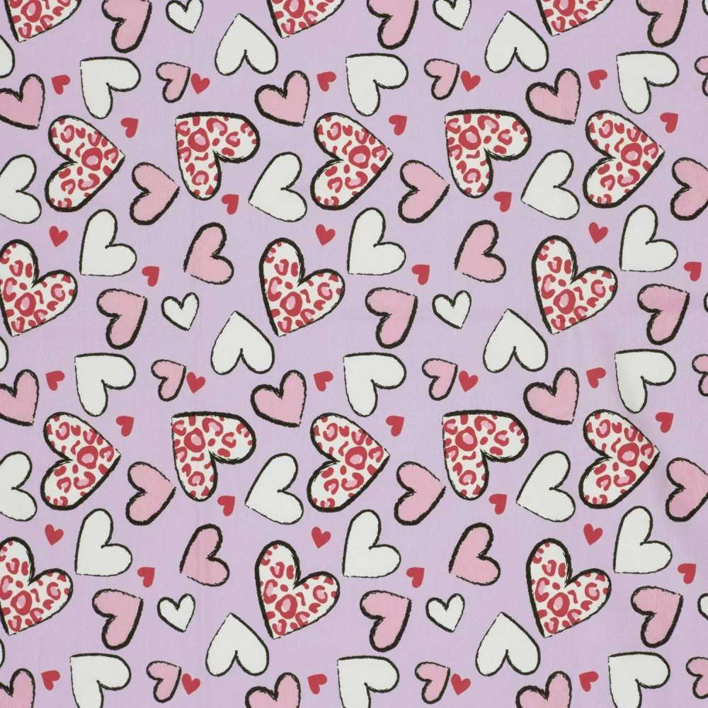 Úplet fialový Srdíčka s leopardím vzorem