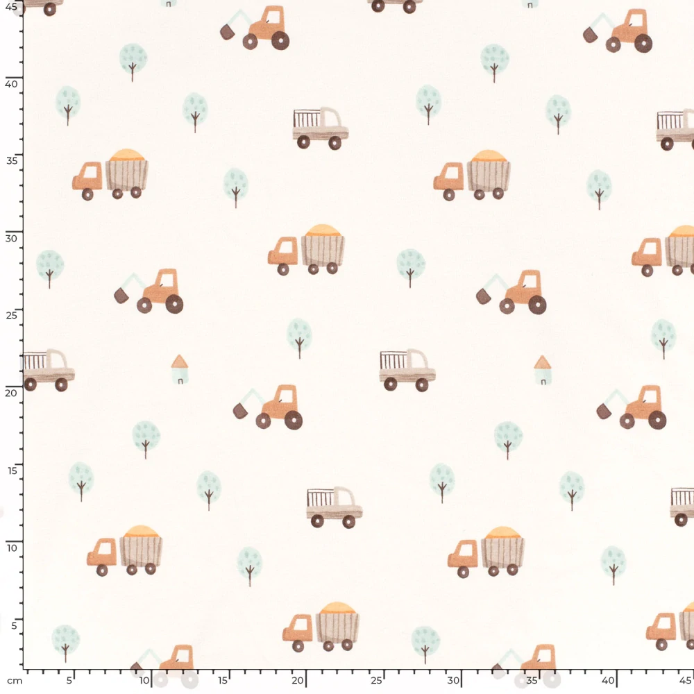 Teplákovina smetanová Autíčka