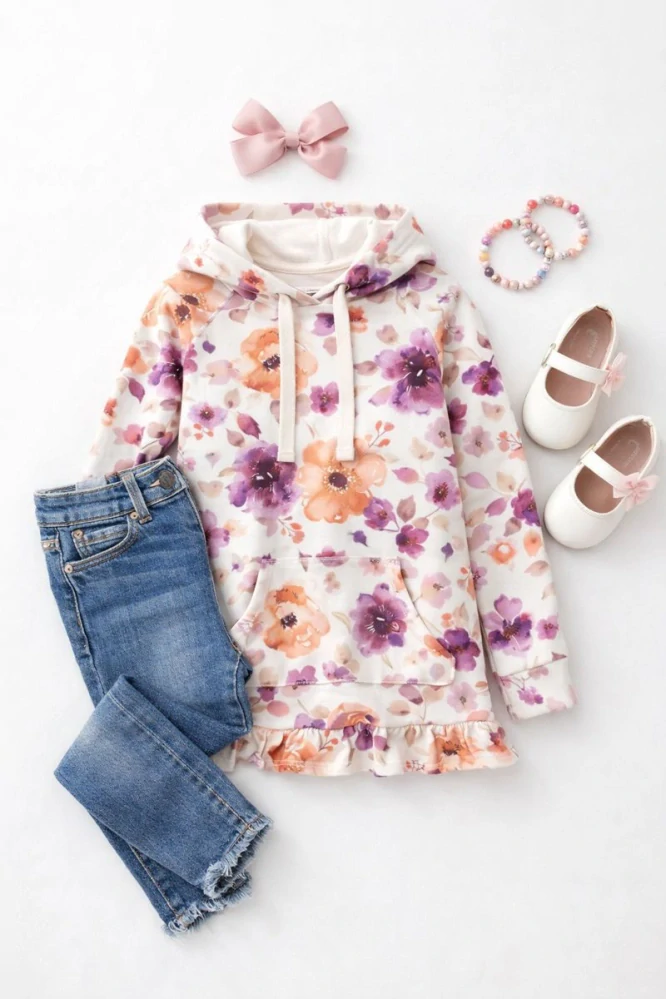 Teplákovina Rozpité květy (french terry s lehkým počesem)