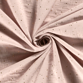 Dvojitá gázovina pudrová 3D zlaté puntíky