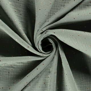 Dvojitá gázovina šalvějová 3D zlaté puntíky