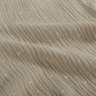 Dvojitá gázovina taupe Puntíčky