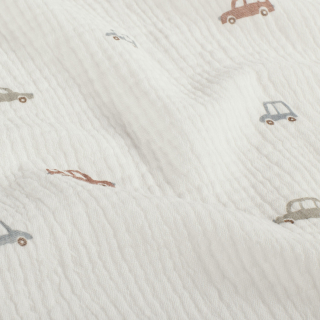 Dvojitá gázovina bílá Autíčka