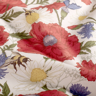 Popelín bílý Máky