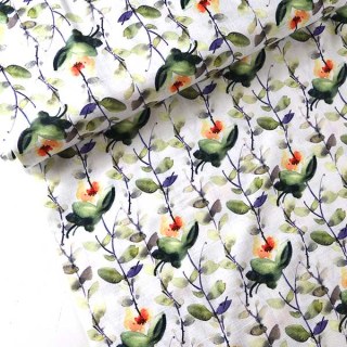 Len/viskóza Květiny na stoncích